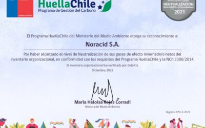 NORACID nuevamente es reconocida por el Ministerio de Medio Ambiente al ser una empresa Carbono Neutral